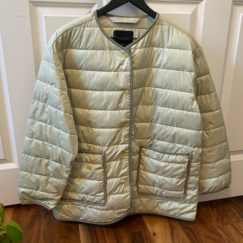 Everlane ReNew Channeled Liner Jacket in Sage - Size M